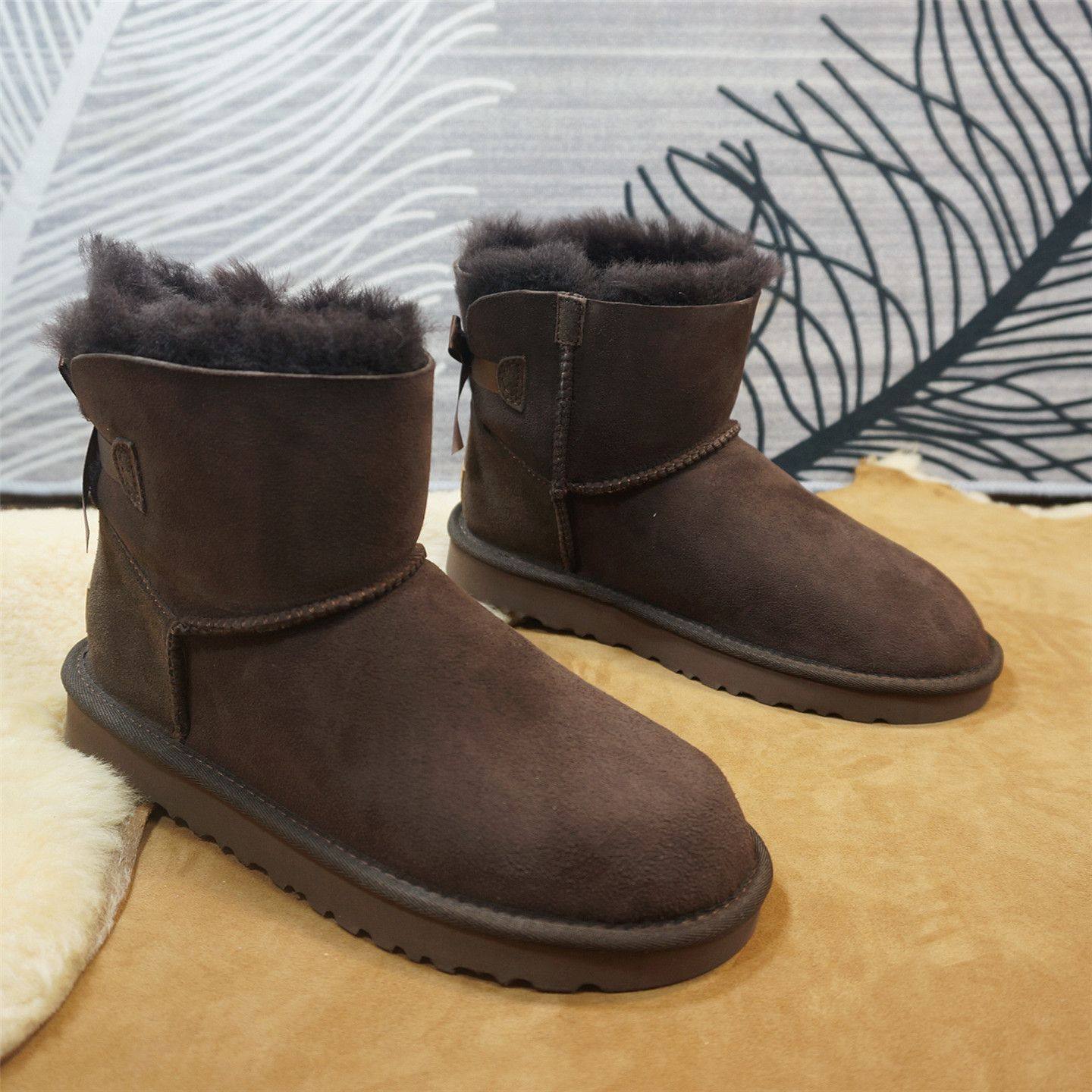 83-1新款真皮羊皮毛一体雪地靴后丝带平跟女靴保暖棉靴,女鞋,时尚雪地靴,淘宝优惠券,粉丝福利购,淘宝优惠卷