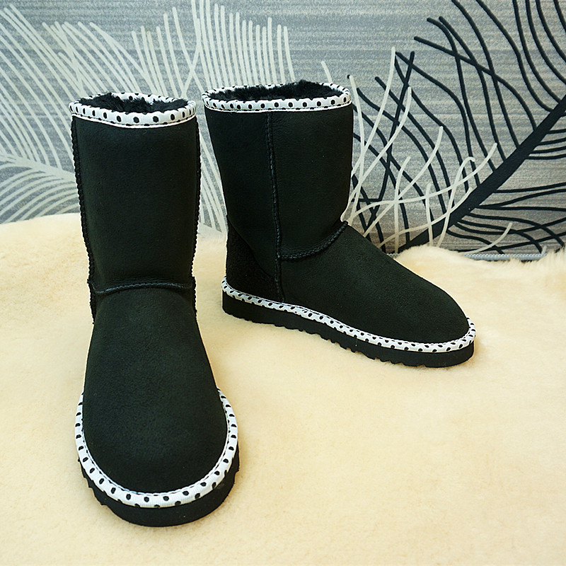 季末清仓 真皮羊毛一体中筒靴  雪地靴   女靴棉靴平跟羊毛靴613,女鞋,时尚雪地靴,淘宝优惠券,粉丝福利购,淘宝优惠卷