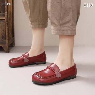 5188 春季新款头层牛皮女单鞋，休闲舒适手工缝制，牛筋防滑底，