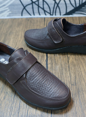 33B-11 春秋真皮女士单鞋 休闲女鞋 魔术贴浅口厚底鞋