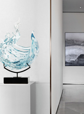 现代简约创意翻卷海浪客厅玄关