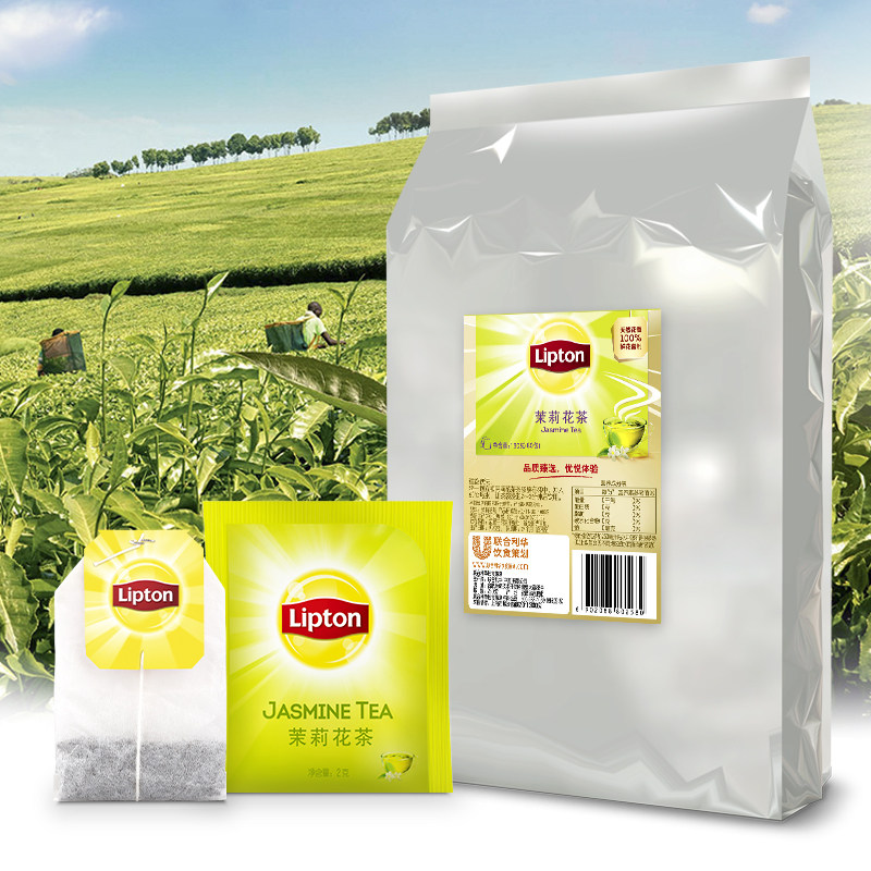 lipton/立顿茉莉花茶e80茶包80包茉莉绿茶花草茶叶办公酒店袋泡茶