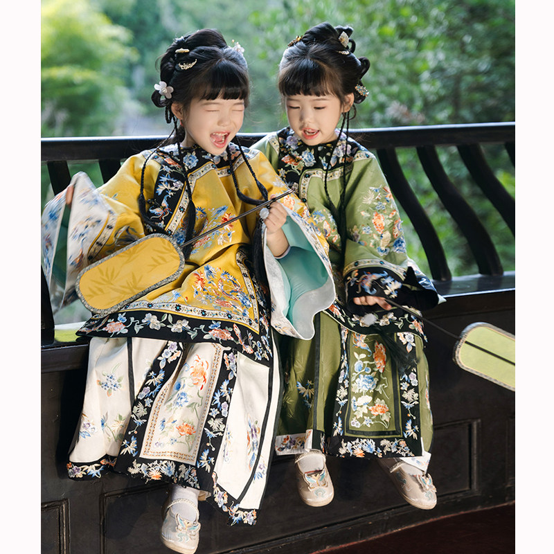 女童汉服清汉女格格服清朝旗装超仙马面裙晋商新中式戏文说舞蹈服