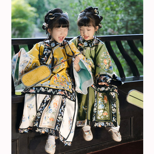 女童汉服清汉女格格服清朝旗装超仙马面裙晋商新中式戏文说舞蹈服