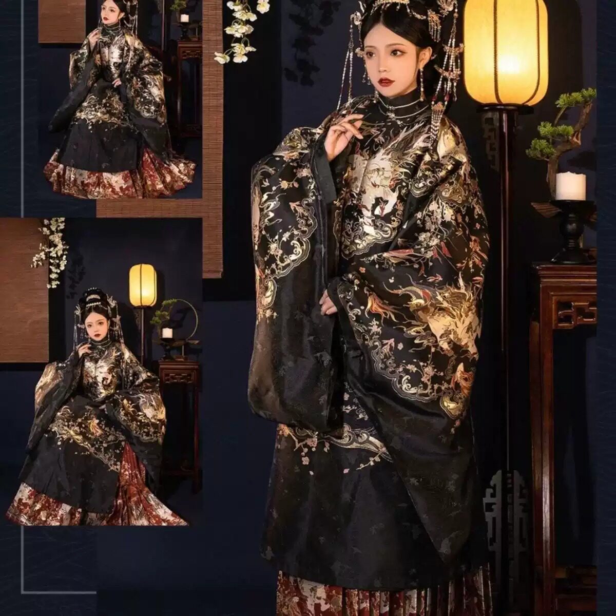 柏舟记/海晏河清/贵女汉服古风明制女立领大对襟长袄情侣妆花春日