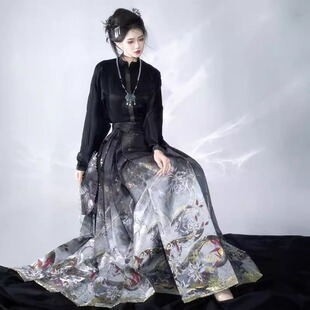 异志阁原创异志录【百骨丈渊】重工织金仿妆花马面裙六对褶新款