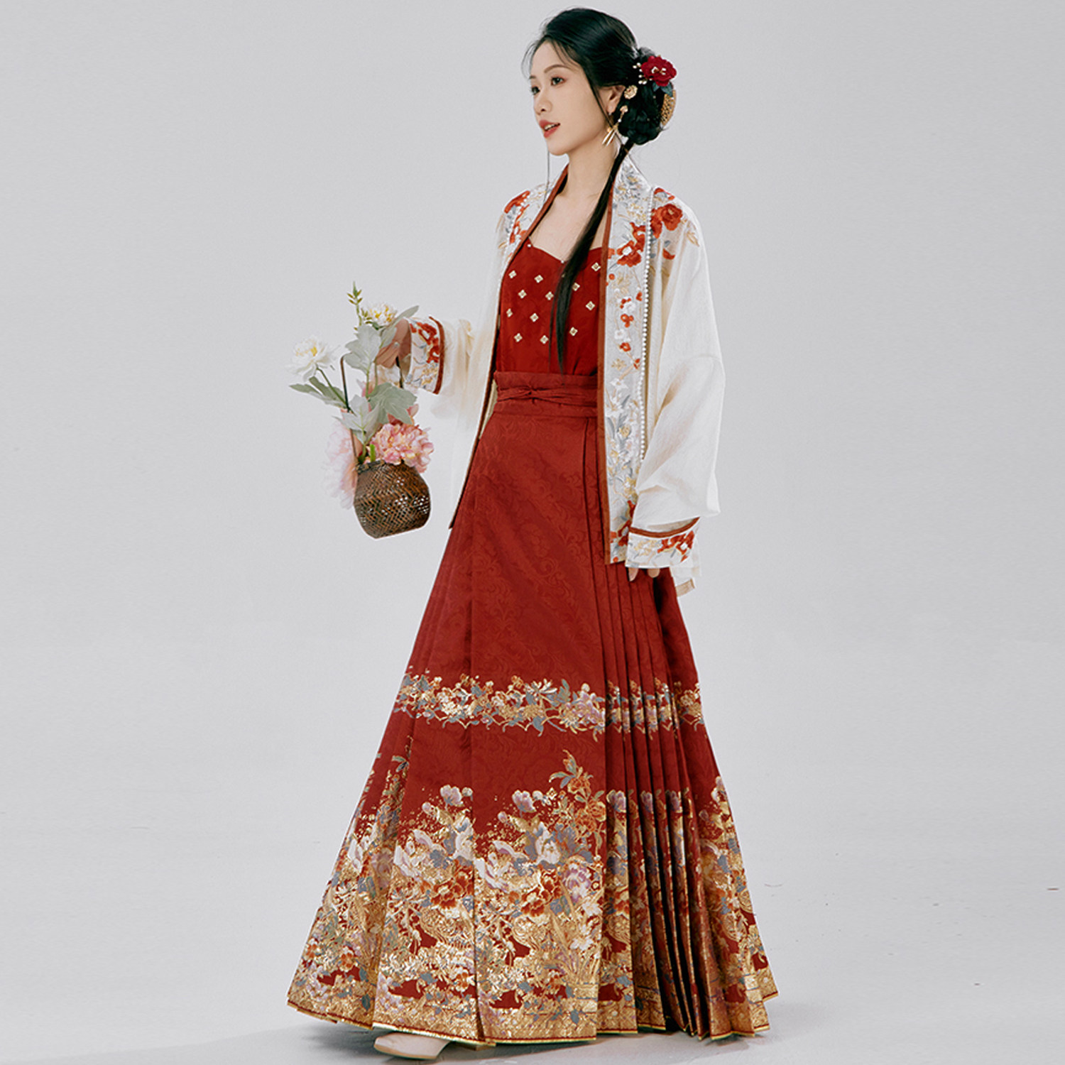 月渺镜[繁花]马面裙2026新款明制汉服新中式敬酒服织金妆花半身裙