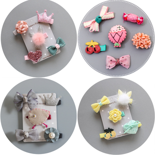 宝宝发卡0 春秋 12个月婴儿发夹子韩国公主安全女童发量少头饰套装