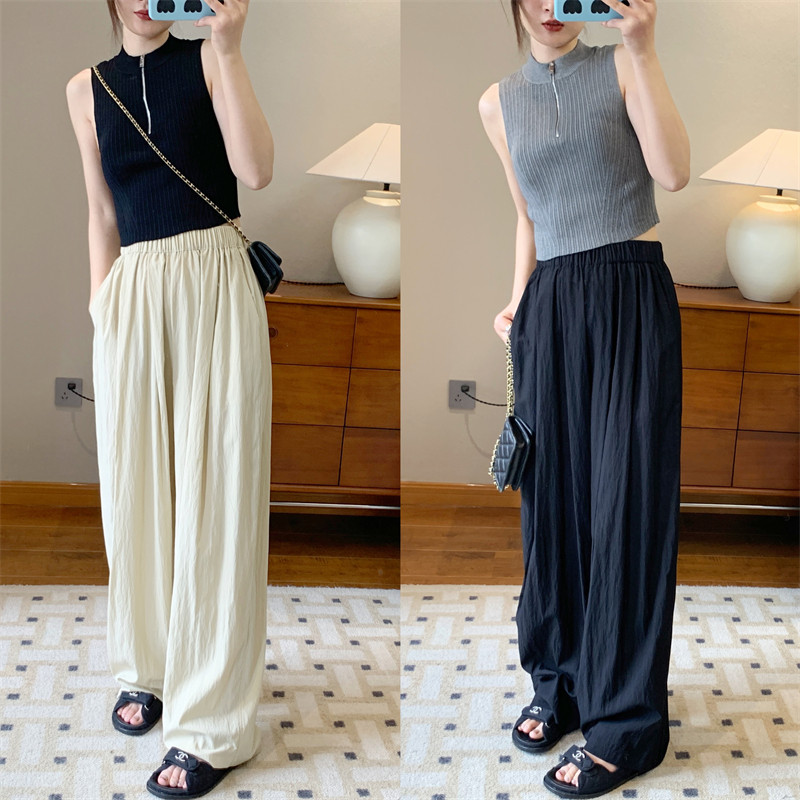 赵露思私服款高腰阔腿藏肉凉凉裤