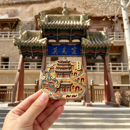 敦煌莫高窟主题文创亚克力磁吸冰箱贴旅游景区周边精致纪念伴手礼