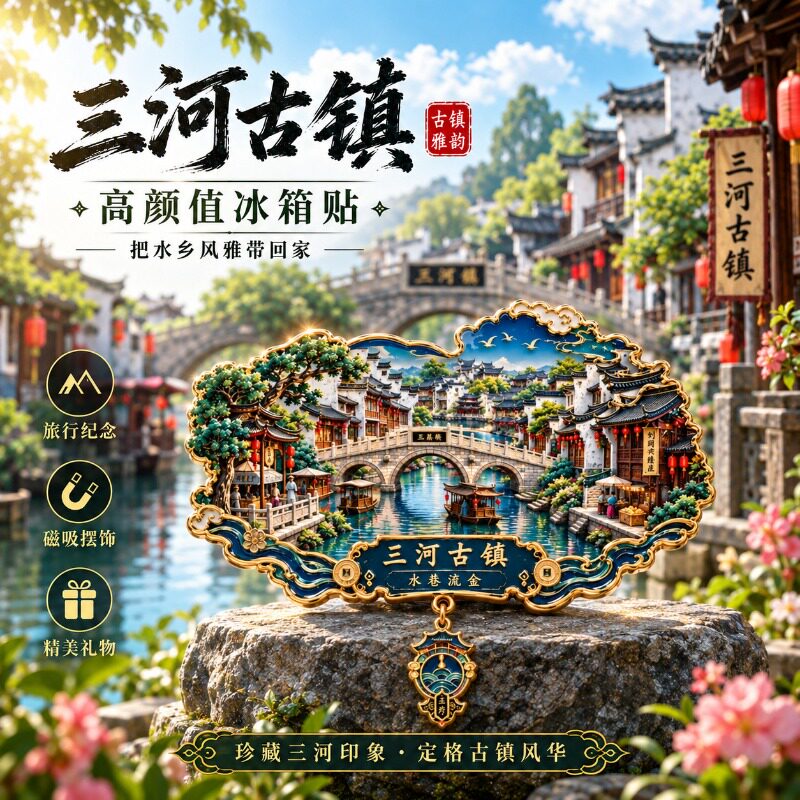 三河古镇一人巷杨振宁旧居金属磁吸冰箱贴安徽文旅打卡纪念伴手礼