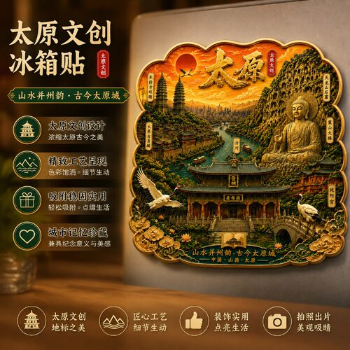 山西太原城市主题文创亚克力磁吸冰箱贴旅游周边精致纪念品伴手礼