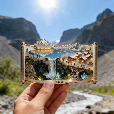 长白山文创金属磁吸冰箱贴中国城市周边旅游纪念品伴手礼送朋友