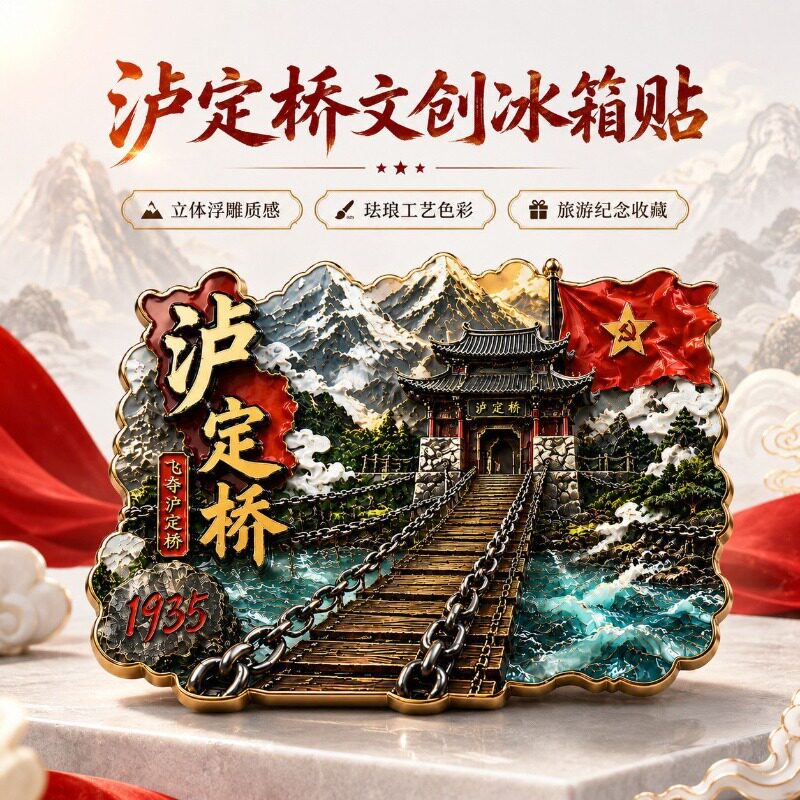 纪念红军勇敢夺泸定桥历史文化收藏创意装饰金属冰箱贴磁吸伴手礼