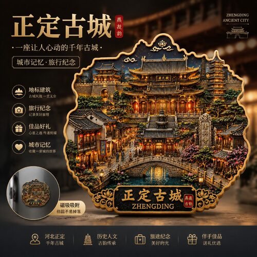河北正定古城文创金属磁吸冰箱贴正品文旅周边精致纪念品伴手礼物