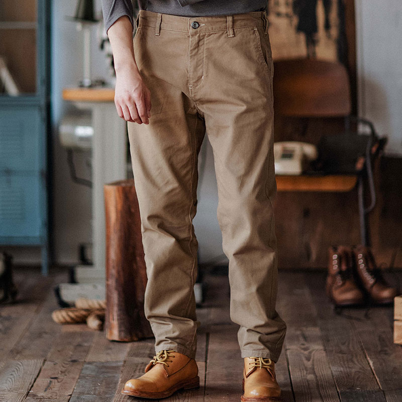 靛海复古全棉水洗工装休闲长裤秋