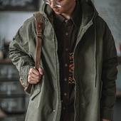 美式 大衣秋冬男 外套阿美咔叽中长款 复古M51军绿风衣 鱼尾派克工装