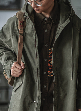 美式复古M51军绿风衣 鱼尾派克工装外套阿美咔叽中长款大衣秋冬男