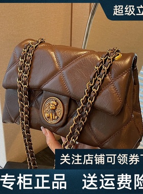 Viney包包2025新款女包秋冬单肩腋下包复古高级感菱格链条斜挎包