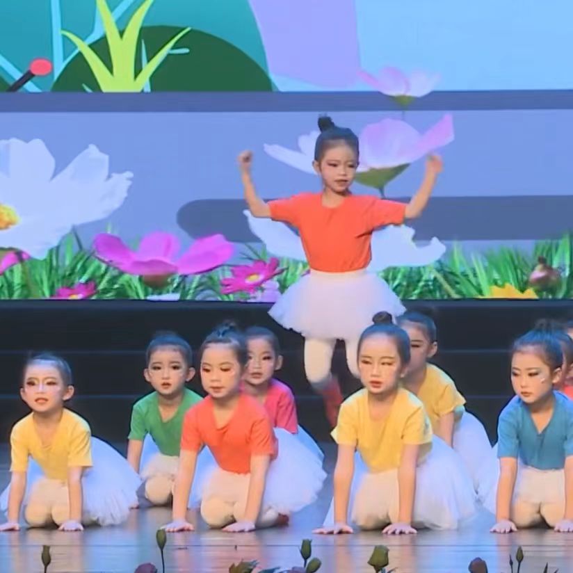 六一儿童表演服夏季糖果色纯棉短袖幼儿园舞蹈纱裙蓬蓬裙演出服