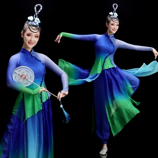 古典舞蹈服装 扇子舞道具秧歌舞演出服艺考表演衣服 一条大河同款