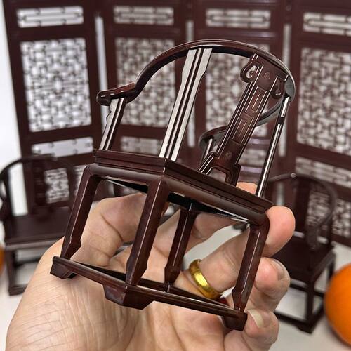 中国风复古自主拼装桌椅套装迷你仿真实木家具玩具场景模型小摆