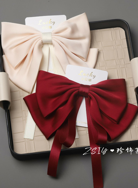 女童公主红色蝴蝶结飘带头饰