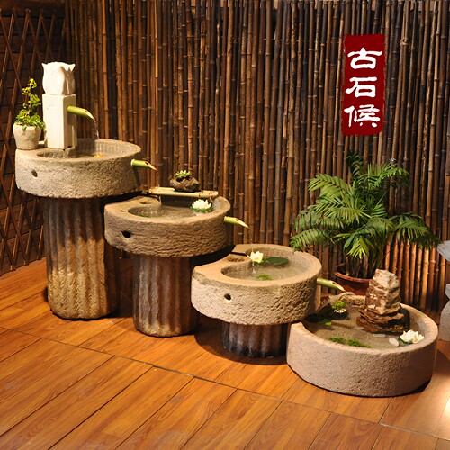 老石槽鱼缸流水组合景观摆件庭院阳台旧石器装饰猪槽户外石头水缸 - 封面