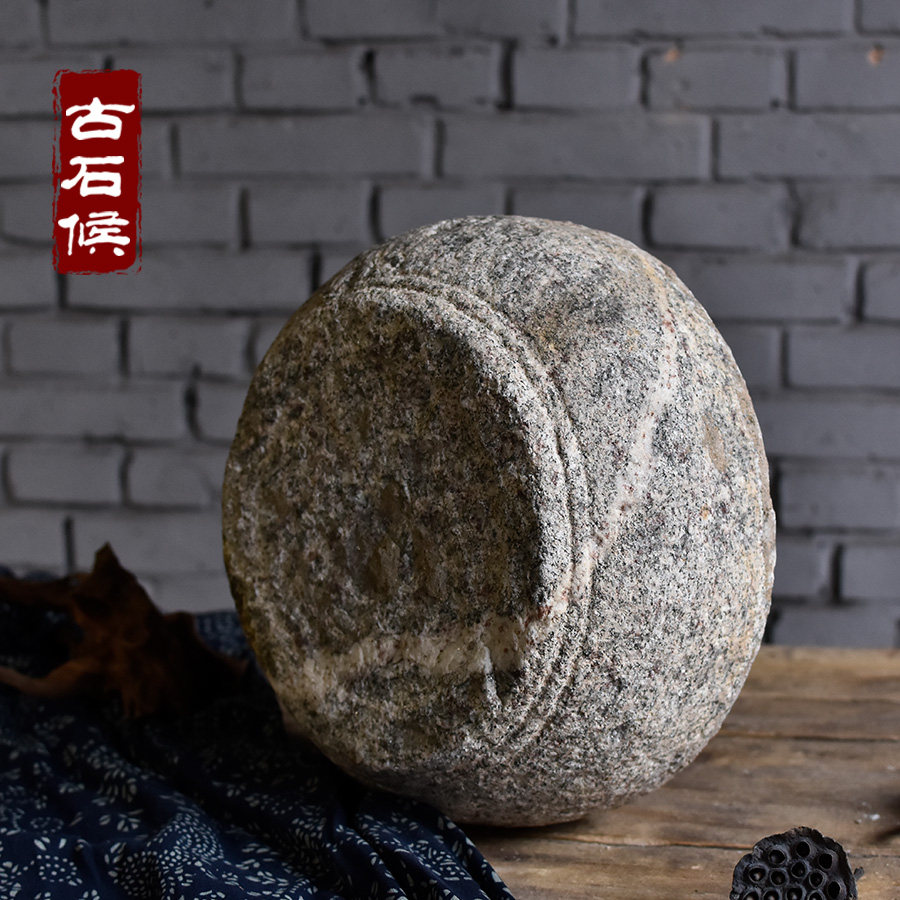 精品老圆墩石鼓老门顿石门墩子石花盆底座茶台石展架摆件老旧春璞