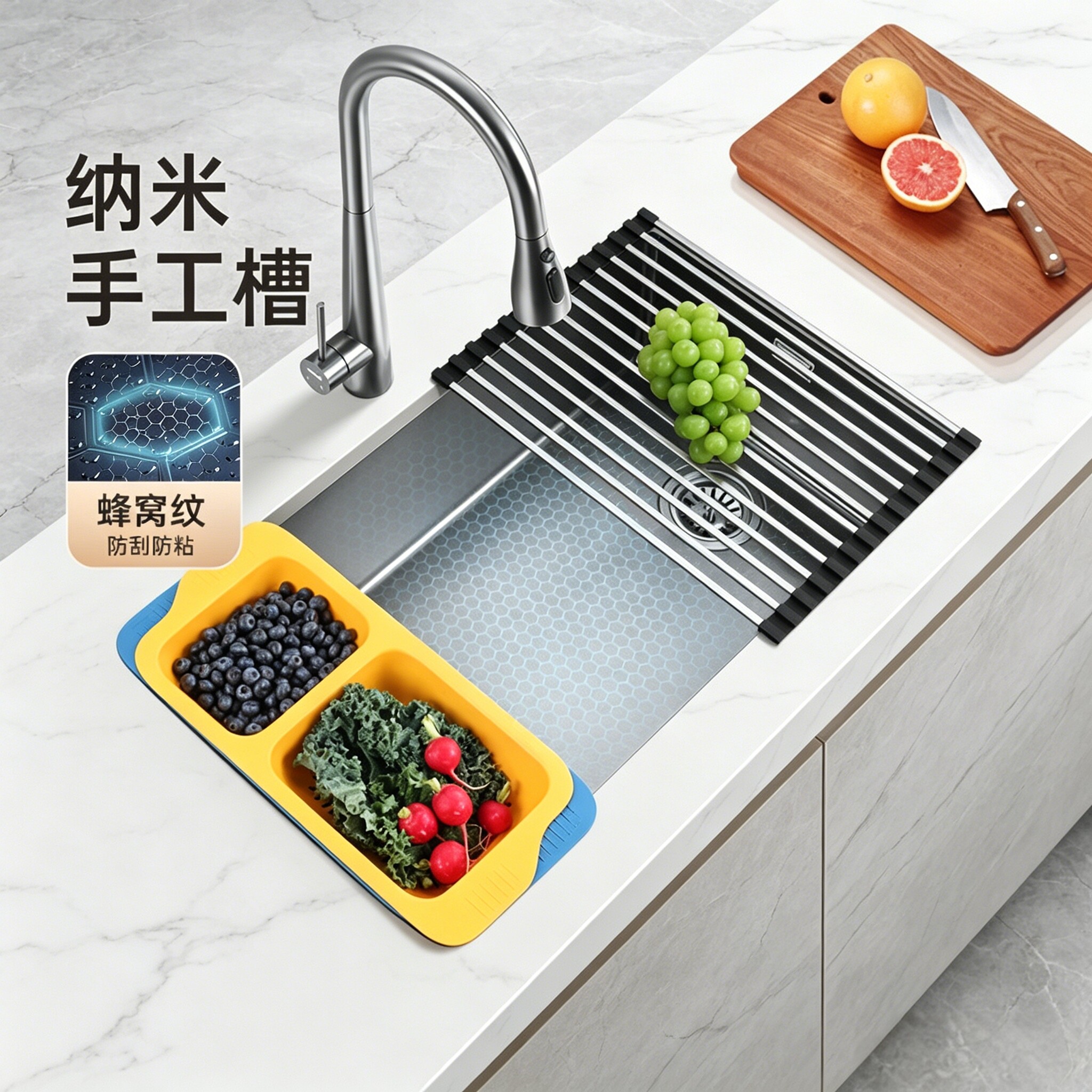 欧琳304不锈钢手工单槽水槽