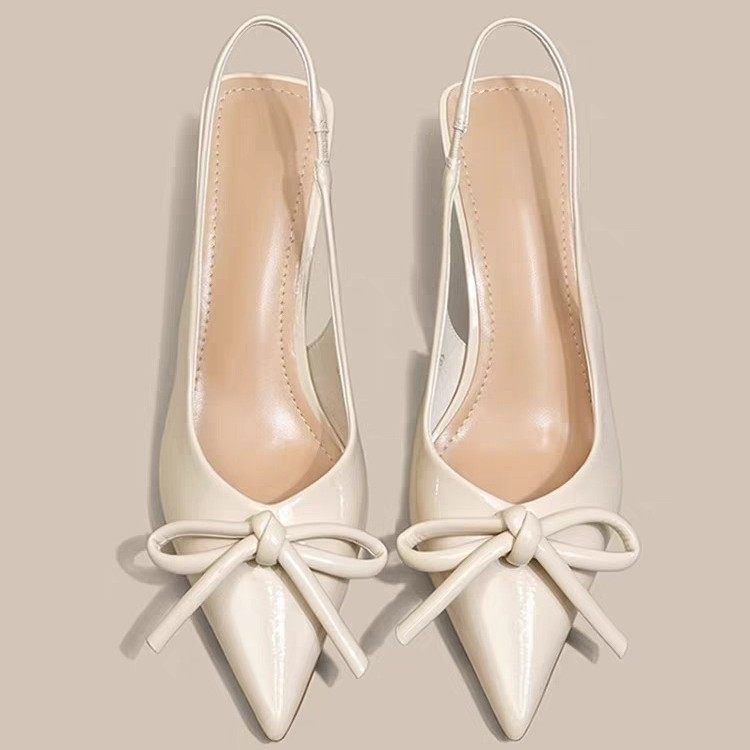 新款黑色高跟鞋女法式2025春夏蝴