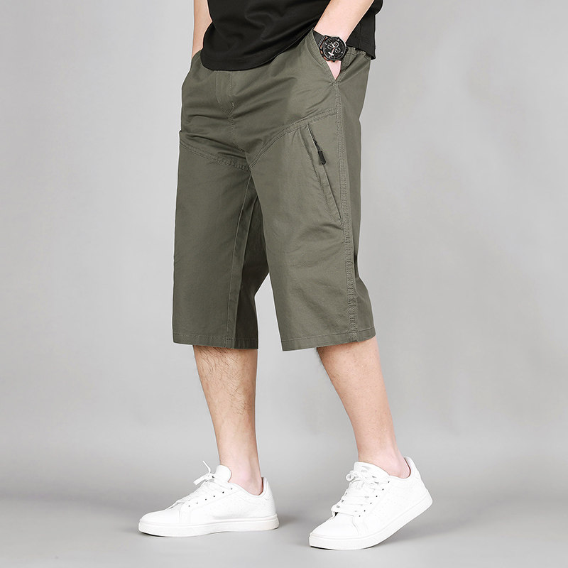 2025新款夏季薄款纯棉直筒中裤工装裤男宽松男士夏天七分裤休闲裤