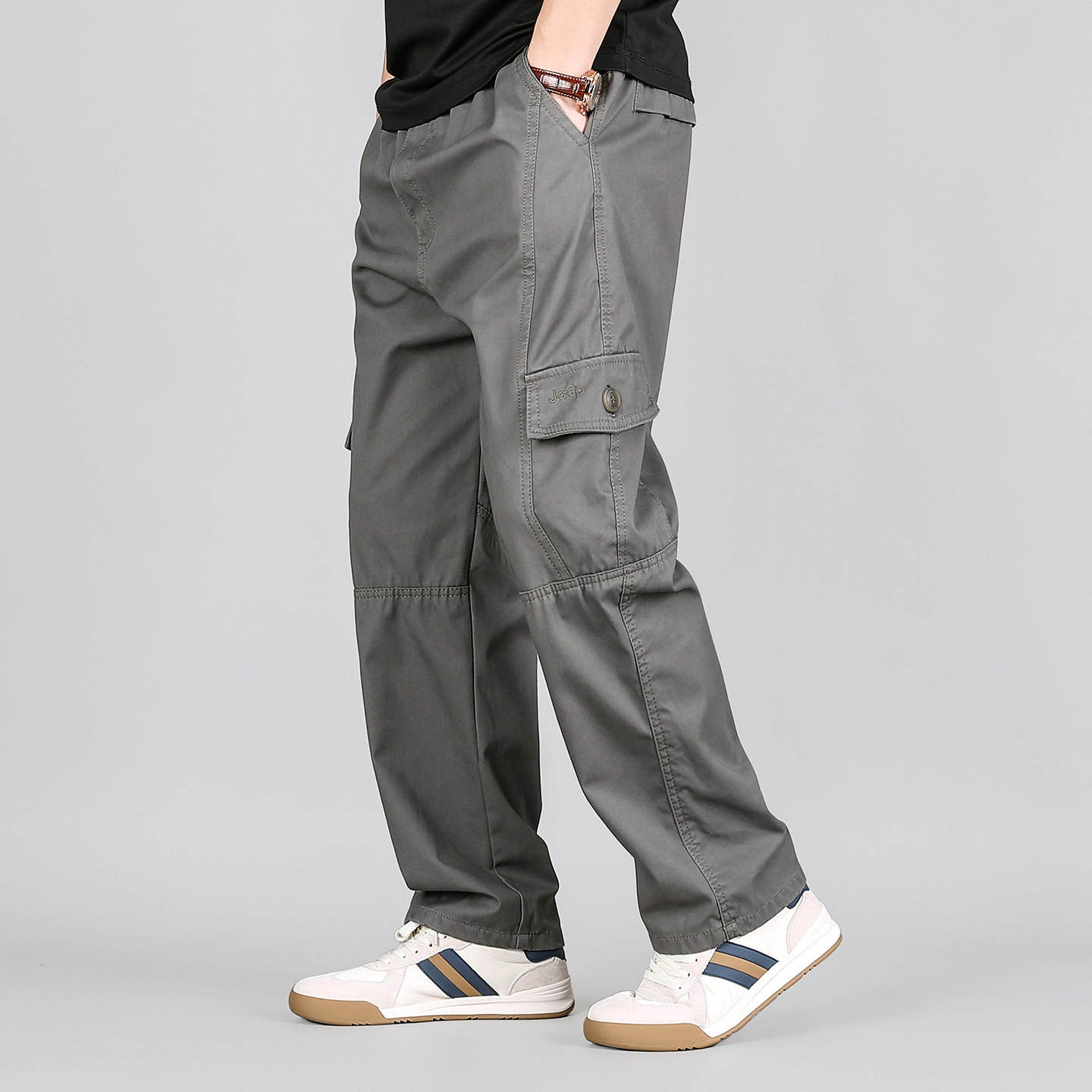 秋季厚款耐磨九分裤男工装裤子男款休闲男裤高腰宽松裤子爸爸裤