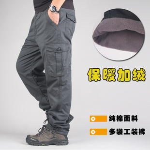 宽松直筒裤 加厚工装 裤 冬季 运动裤 男士 男裤 子男秋冬潮 加绒休闲裤