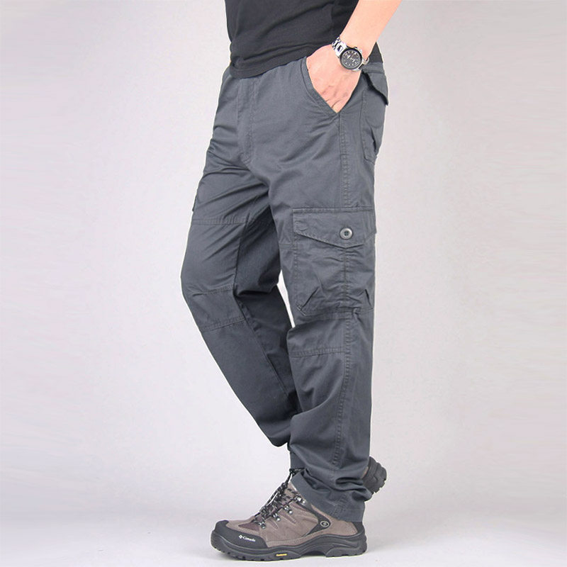 秋夏男款长裤工装裤男裤户外休闲裤直筒多口袋宽松裤子男有大码裤