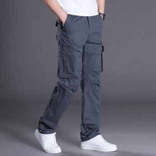 夏季新款 宽松休闲裤男士工装裤男运动长裤直筒工装男裤子夏装薄
