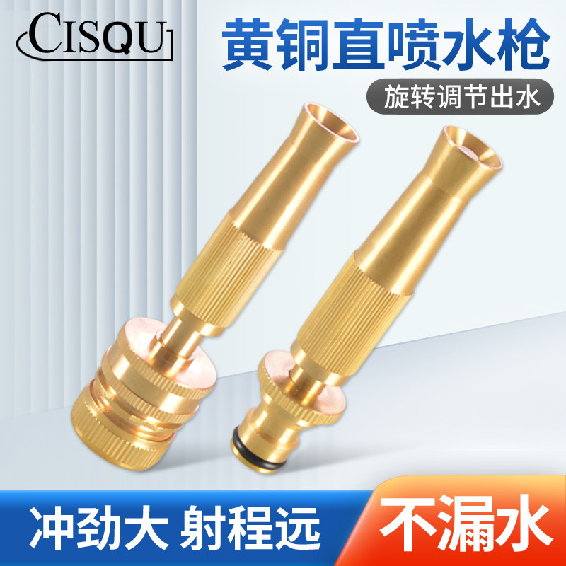黄铜高压水枪直喷便携式洗车浇花家用4分6分内丝接头汽车水枪喷头