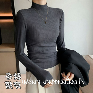 H春秋衣内搭上衣半高领秋冬打底衫女款可外穿新款长袖休闲简约