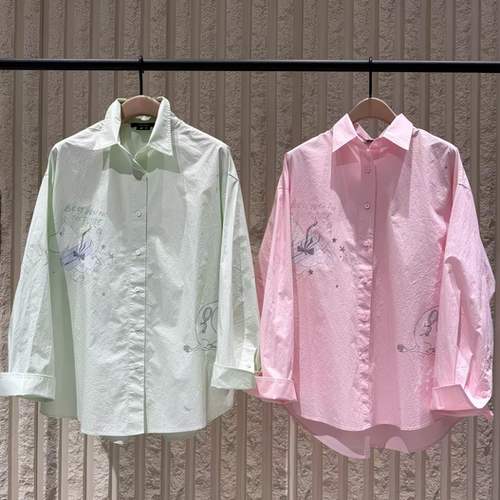 【MOOM联名】正品2026夏新品高支长绒棉白墨印花衬衫MBF2SHT022