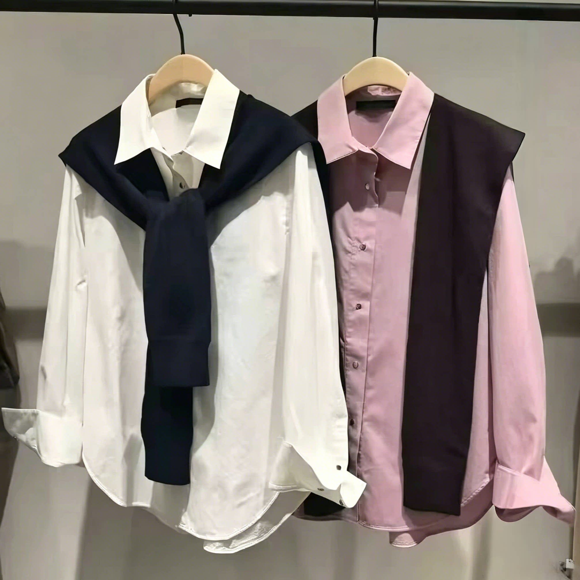 【C+系列】正品衬衫羊毛披肩两件套2026冬新品全棉磨毛MBF4SHT012