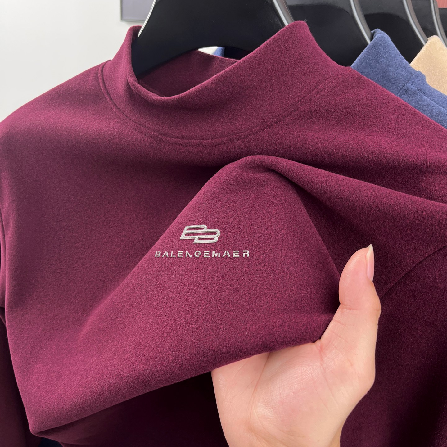 德绒半高领打底衫男秋冬