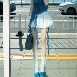 白色花苞裙裤女夏季2026新款高腰休闲少女蓬蓬短裙a字阔腿灯笼裤