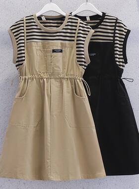 女童连衣裙夏季新款条纹背带裙