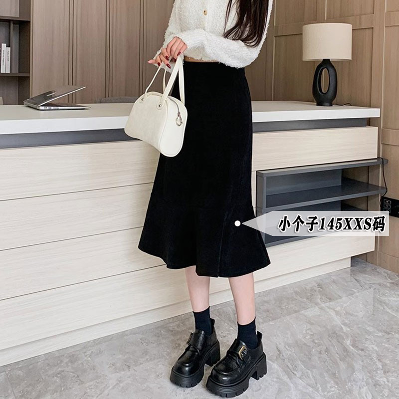 145xxs小个子鱼尾半身裙女秋冬2024新款韩版高腰显瘦中长a字裙子,女装/女士精品,半身裙,淘宝优惠券,粉丝福利购,淘宝优惠卷