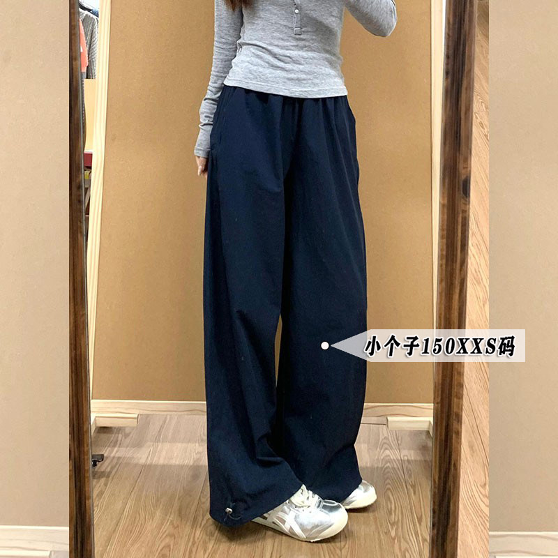 小矮个子145九分速干休闲工装裤女夏季薄款高腰显瘦直筒阔腿裤xxs