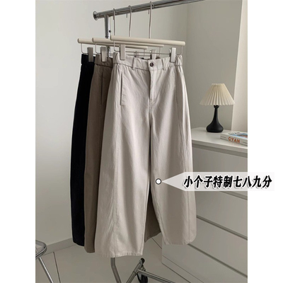 小个子七分天丝棉萝卜裤女夏季薄款高腰日系遮肉九分阔腿奶奶裤xs