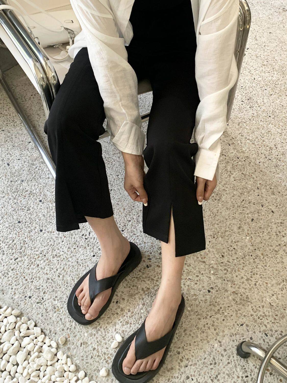 小个子开叉喇叭裤八分休闲裤