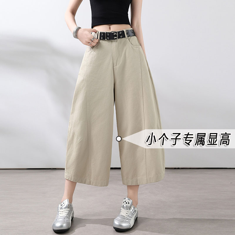 2026夏季新款小个子八分天丝棉工装休闲裤女日系显瘦宽松气球裤xs