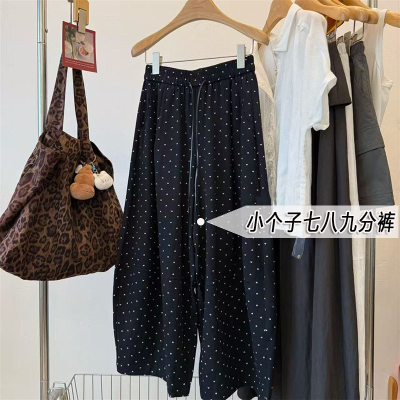 小个子爱心波点八分显瘦气球裤女夏季宽松高腰薄款九分阔腿弯刀裤图片
