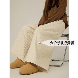 小个子150加厚夹棉阔腿裤女冬季加绒高腰宽松慵懒感八分奶奶裤xs8